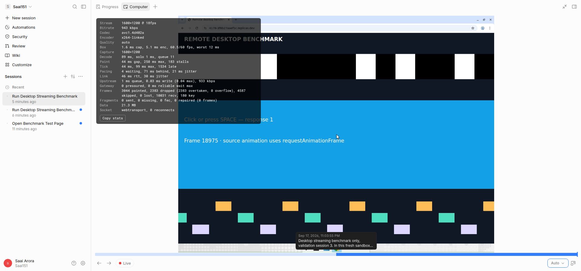 Devin benchmark setup